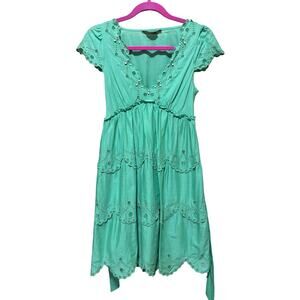 BCBGMaxAzria Celedon Eyelet Embroidered Cotton Sundress | Boho Western | Size 2